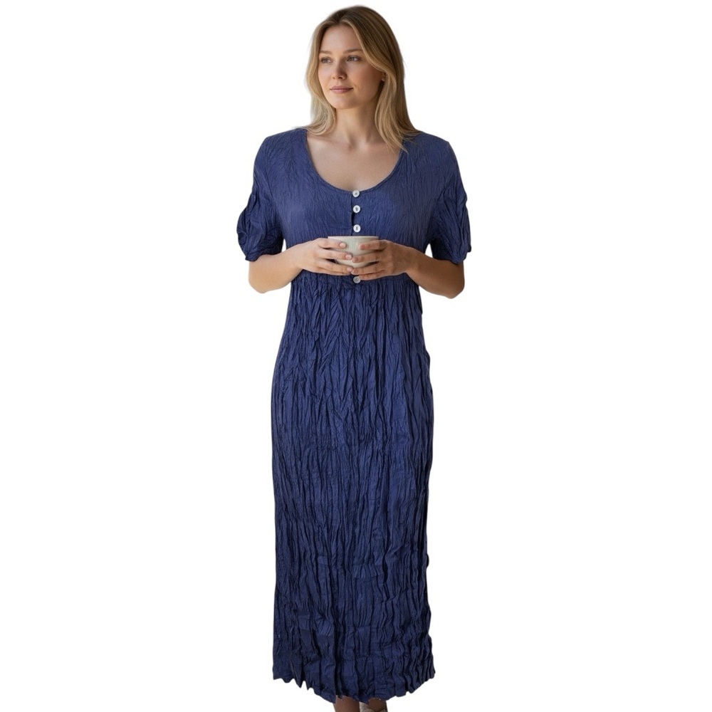 Jonathan Martin Crinkle Silk Midi Dress